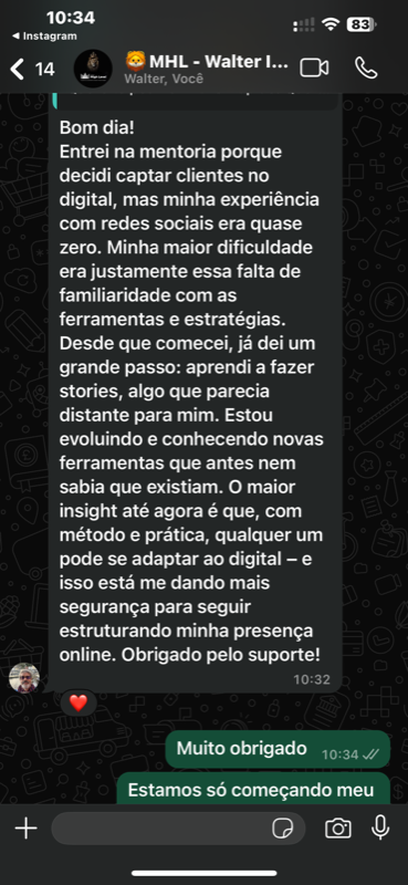 Depoimento de mentorado da MHL
